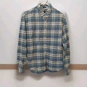 J.Crew slim Oxford Blue Plaid Button Down shirt Mens L Preppy Academia